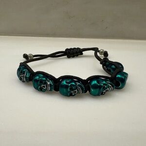 Erwin Pearl Lucky Skull Bracelet in Green